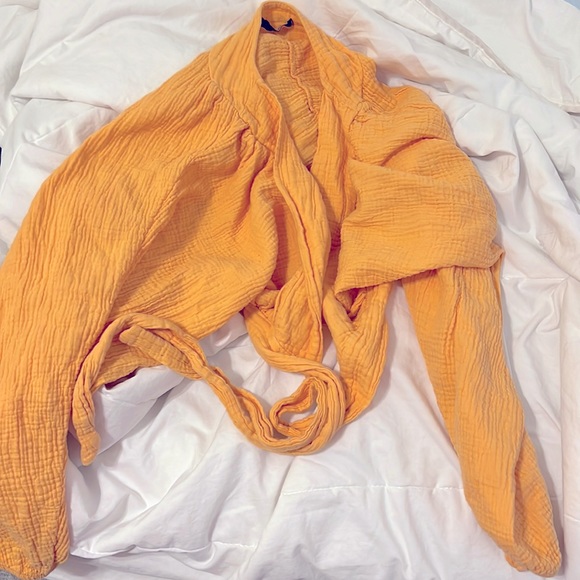 Boohoo Orange Jersey Knit Tie Waist Top - Picture 1 of 7
